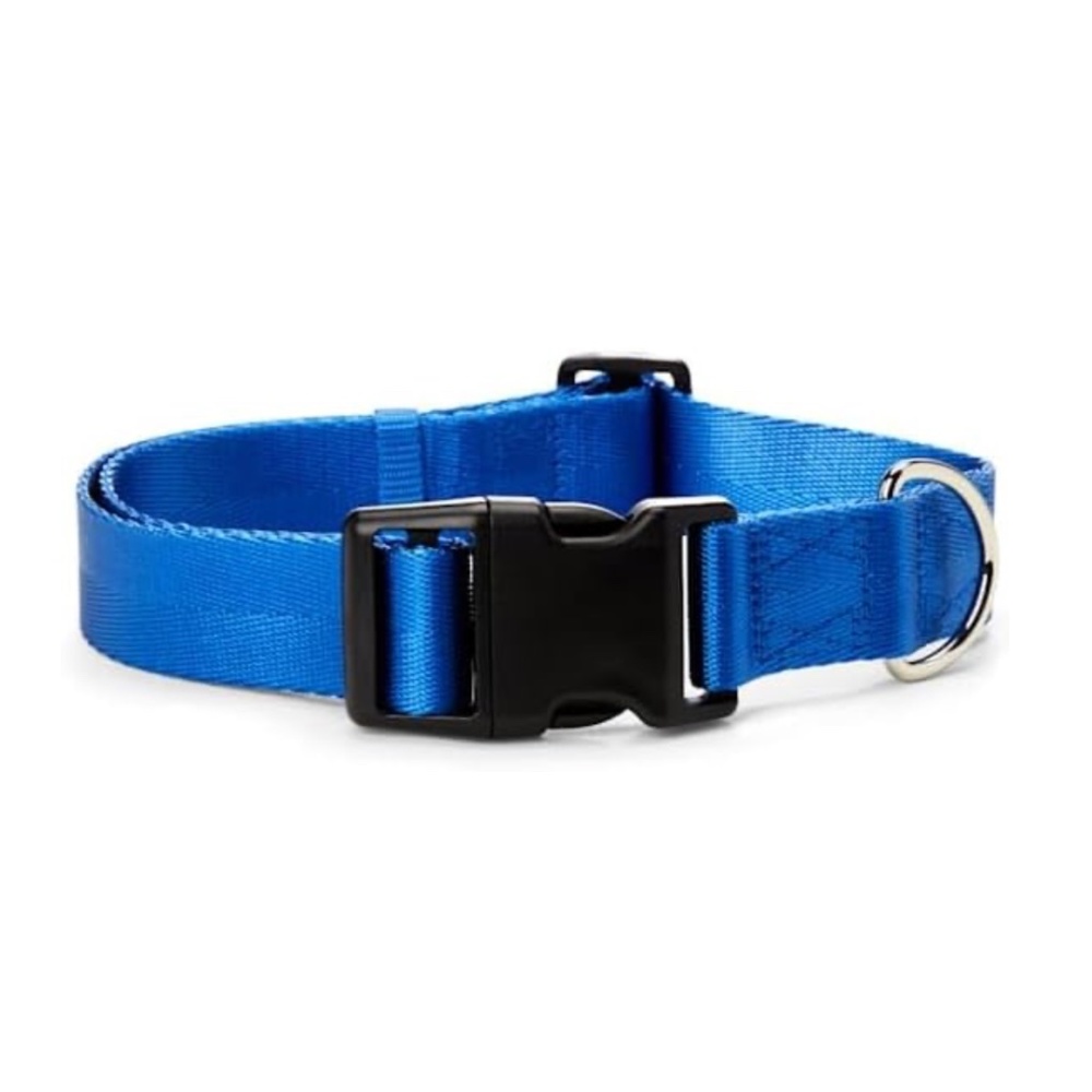 Reinforced Nylon Classic Stitch Adj Sky Blue Snap-Closure Large Dog Collar New
